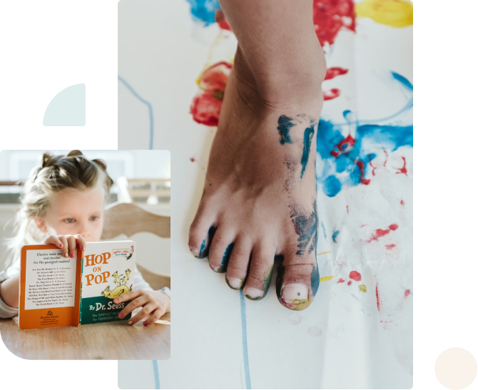 Feet with Paint and Child Reading Feet with Paint and Child Reading
